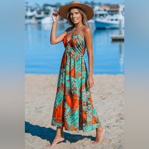 Tropical Halter Maxi Dress